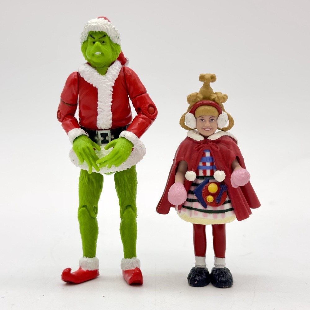 2000 Playmates Articulated Grinch & Cindy Lou Who Mini Figures GUC SHIPS FAST!