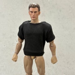 SU-RG-SL-BK: 1/12 Black T-Shirt for 6″ medium to slim action figure body