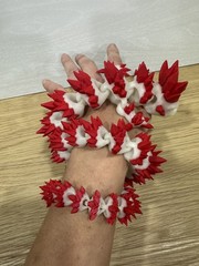 3D Printed, 3D Articulated Dragon 24in Glow In The Dark Red / White Dual Color