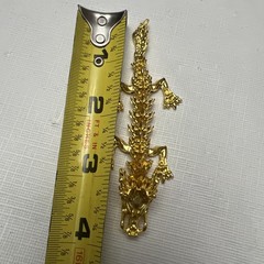 Chinese Gold Tone Articulated Dragon Figurine 3D Zodiac Tabletop Feng Shui Decor