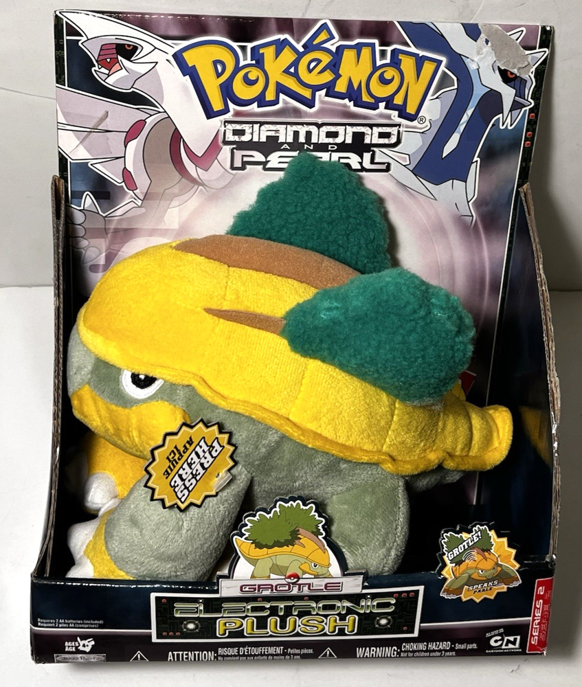 POKEMON Diamond And Pearl 8″ Electronic Plush GROTLE W/ Sound 2007 NEW *Works*
