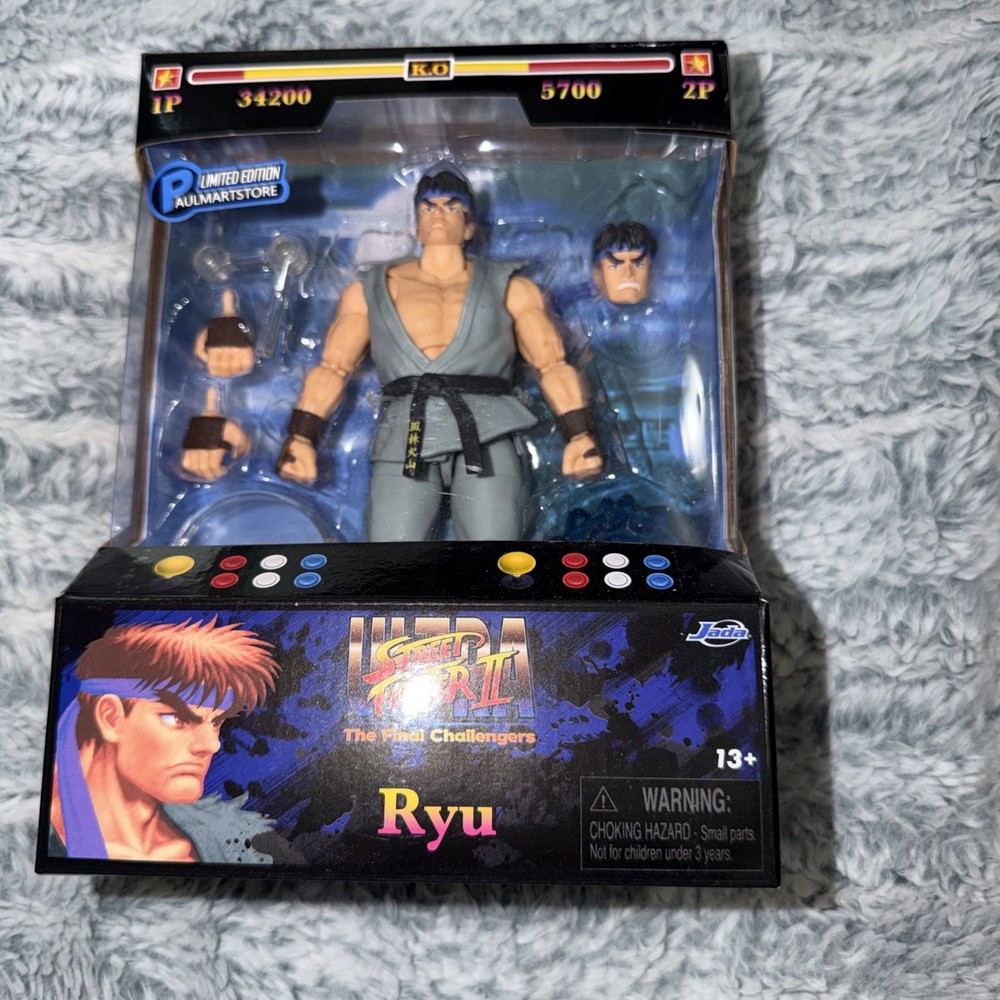 Jada Toys Ultra Street Fighter II Ryu Player 2 Gray Exclusive Action Figure New