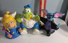 3 Pizza Hut 1990 Eureekas Castle Set Magellan Batly Vinyl 6″ Figure Hand Puppet