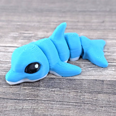Dolphin Hatchling 3D Printed Articulated Flexi Fidget Toy- Stocking Stuffer Gift