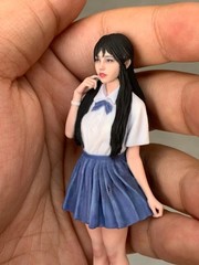 Painted 1/16 1/18 1/12 Asia Student Girl Uniform Statue Dispaly For Cars Vehicle