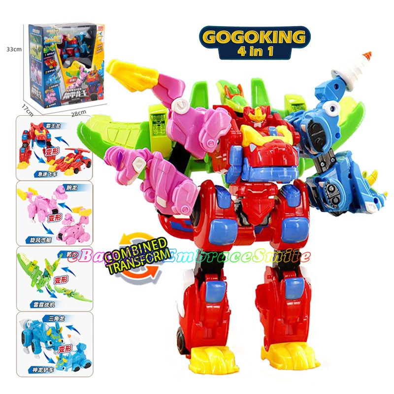 Gogo Dino GOGOKING Integration Transform Dinosaur 4 in 1 Robots Cars Toy