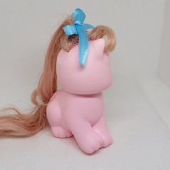VINTAGE 1989 Mattel Little Pretty Kitty MIMI Pink Cat Long Hair w/ Yellow Star
