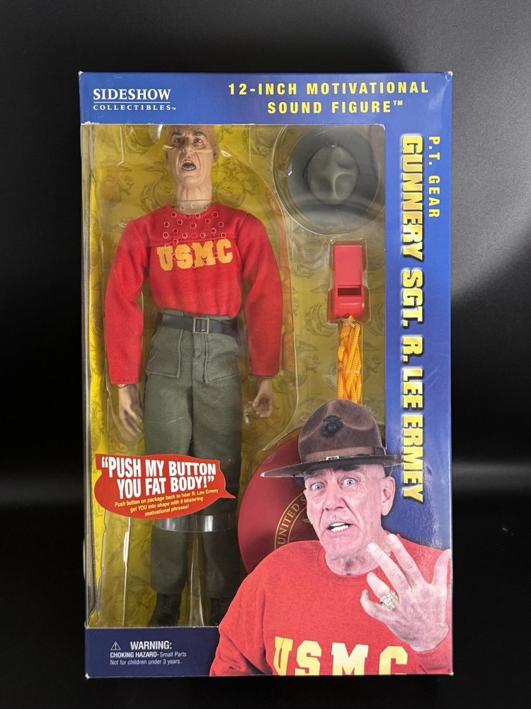 SIDESHOW Gunnery Sgt. R. Lee Ermey 12″ PT Gear Action Figure NEW & Sealed Works