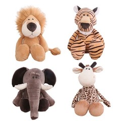 Stuffed Plush Animals Toys Soft Dolls Jungle Lion Elephant Tiger Dog Fox Monkey