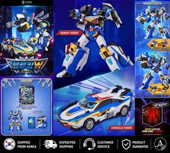 Metal Cardbot W Season 3 Blue Cop W Transforming Police Car Robot Figure