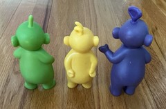 Vintage 1998 Teletubbies Lot 3 Green Purple Yellow Ragdoll Hasbro Plastic ~6” H