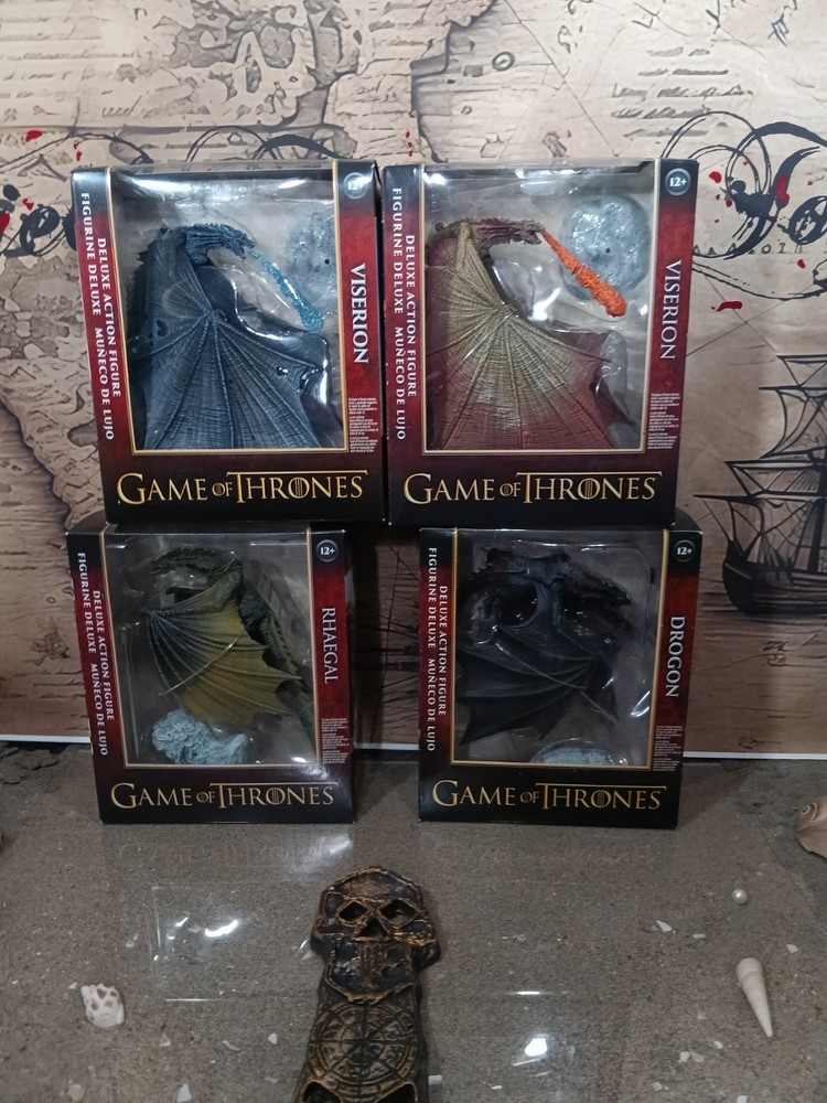 McFarlane Game Of Thrones Dragons RHAEGAL DROGON VISCERION Complete Set of 4 NEW