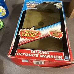 Vintage WWF Ultimate Warrior Talking Poseable Action Figure with original box