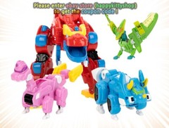 GOGO Dino GOGOKING 4in1 Transform Dinosaurs Robot Combiner Boy Kids Vehicles Toy