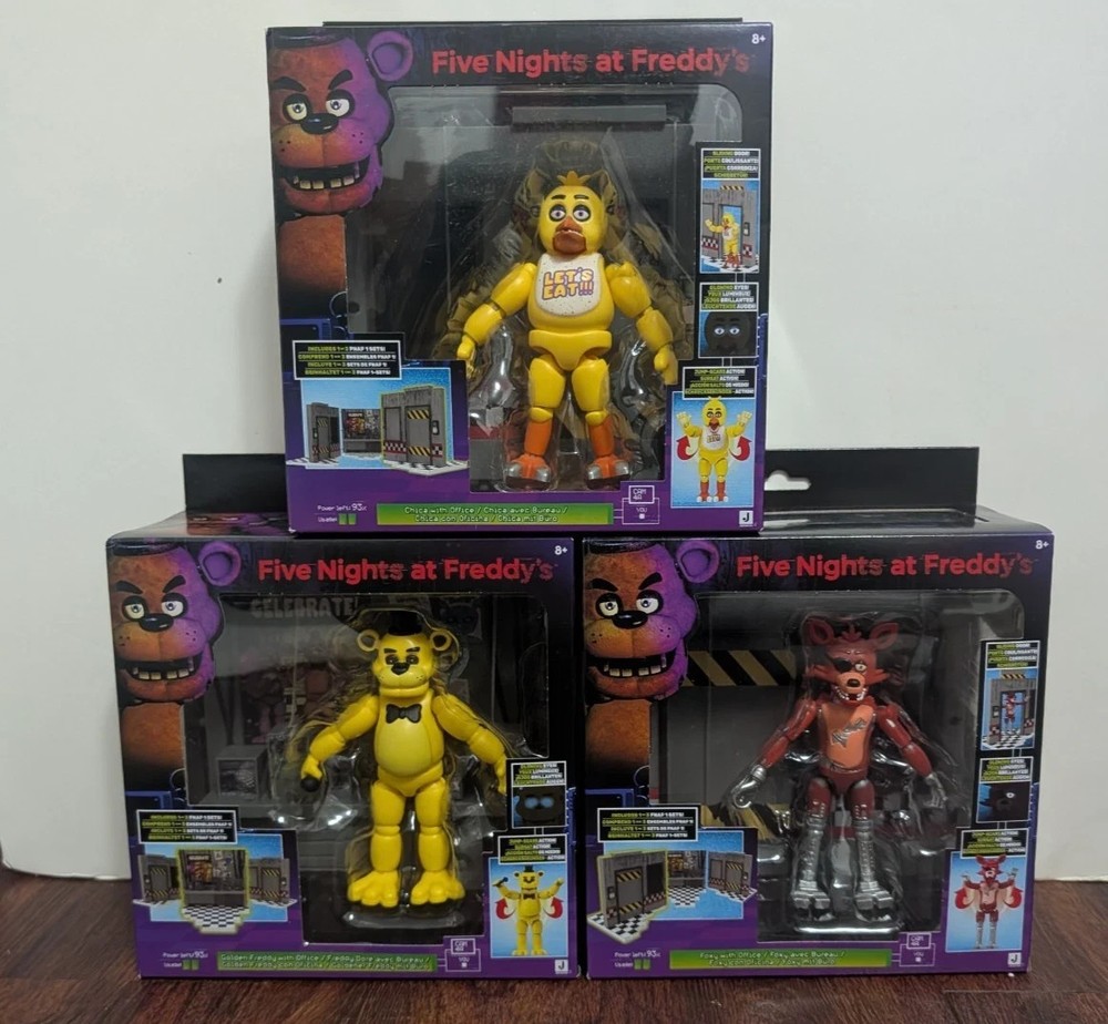 FNAF Jazwares Office Set Bundle Foxy Chica Golden Freddy 5” IN HAND Fast Ship!