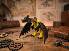 Articulated Viking Dragon Figure 3D Printed – Black & Yellow Fantasy Desk Toy