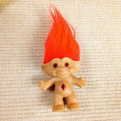 VTG Ace Novelty Troll Doll Lot of 3 Red Yellow Hair Lucky Gem Jewel Belly 3-5″