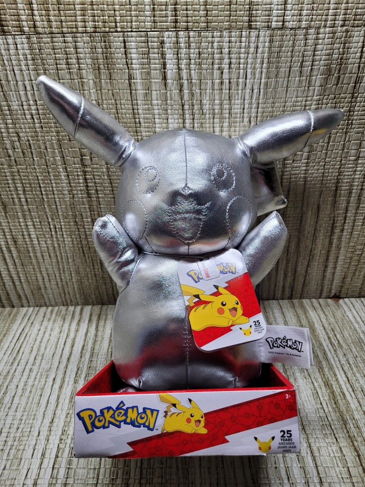 Pikachu Plush Silver Pokemon 25th Anniversary Celebration Chrome Gamestop