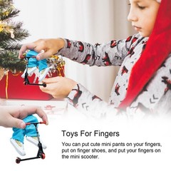 Mini Finger Toy Black Scooter Skateboard With Pants Shoes Tools For Kids Gift x