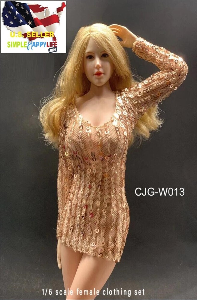 1/6 Female Gold Fashion Dress for 12” figure PHICEN JIAOU DOLL hot toys ❶USA❶