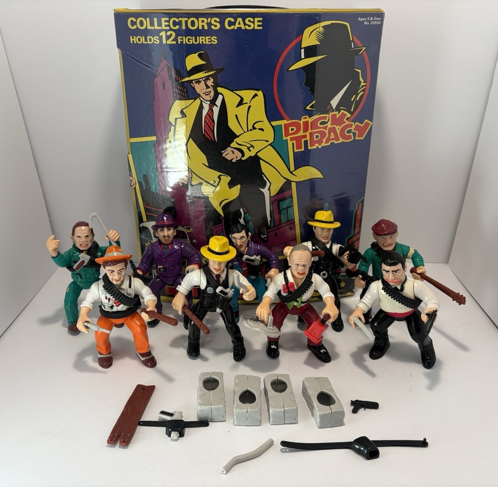 Vintage 1990 Dick Tracy Action Figure Collectors Carrying Case W/9 Figures