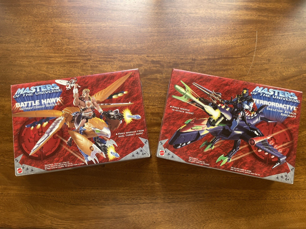 2001 Masters Of The Universe Battle Hawk and Terrordactyl Vehicle Mattel He-Man