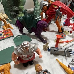 MOTU He Man Huge Lot Gray Skull Castle Weapons 18 Figures Mantisaur Stridor