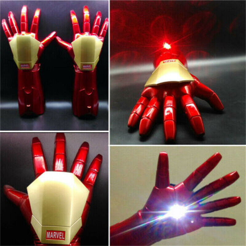 In US 1:1 Iron Man 1 Pair Gloves LED Light Gauntlet Hand Arm Cos Prop Model Toy