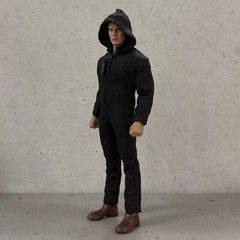SU-HD-STS: 1/12 Black Hooded Jumpsuit for 6″ medium to slim body