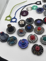 Beyblade Lot Spinners, Rip Cords, Launchers, Tornadoes, And Some parts