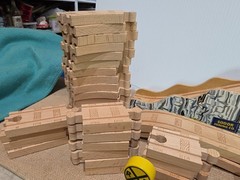 Thomas Tank Engine wooden tracks Gold Mine Mountain overpasses LARGE LOT