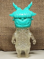 Moucoyama Baphomet Goat Head 6.5 ” Tall Sofubi Japan Teal Head Clear Body/arms