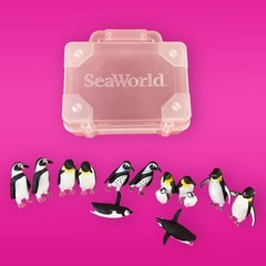 SeaWorld Penguin Figurine Set of 12 w/ Carry Case – 1 Full Set of 6 Pairs EUC