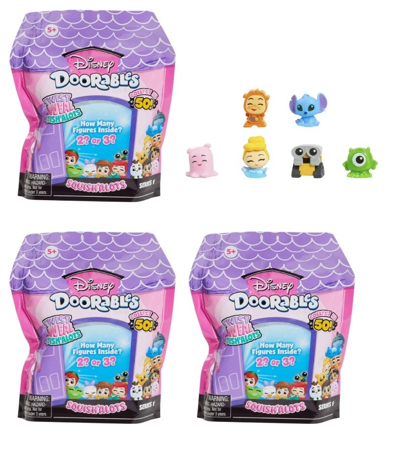3 of Disney Doorables Squish’Alots Series 1 Blind Bags – New/Sealed