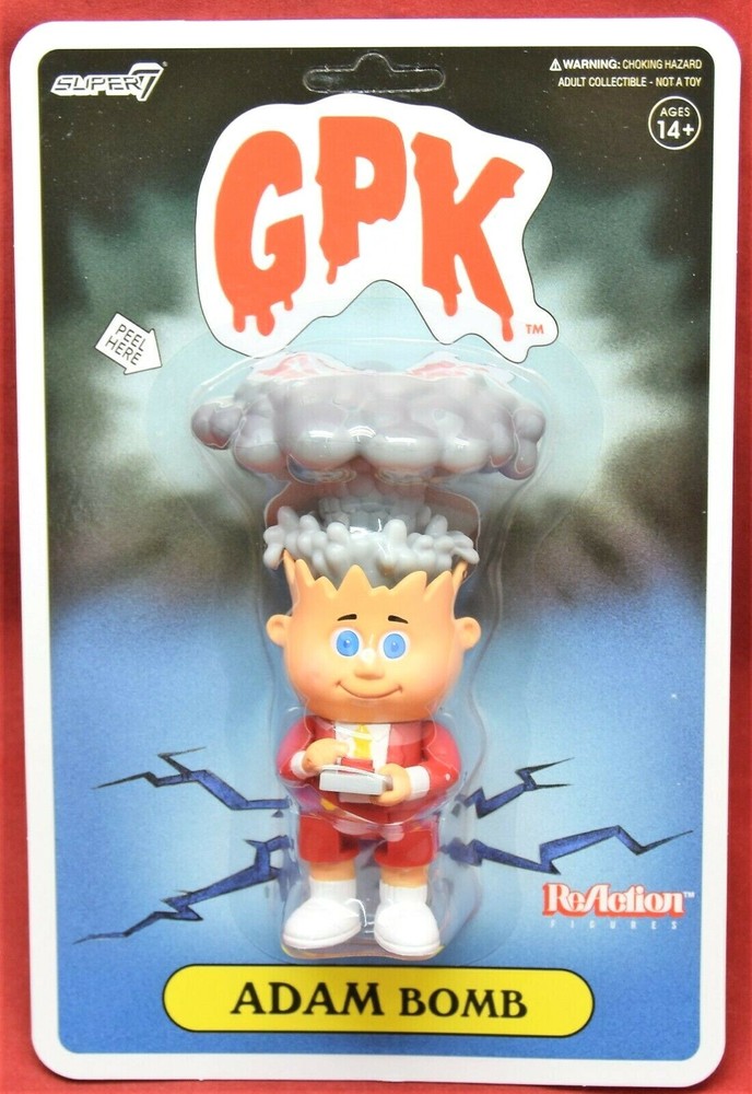 Unpunched Super7 ReAction Garbage Pail Kids GPK Adam Bomb Red Figure Blue Card
