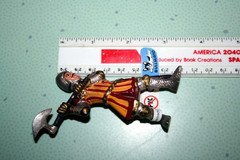 Bullyland Standing Red Yellow Stripe Armored Knight w/ Battle Axe & Helmet