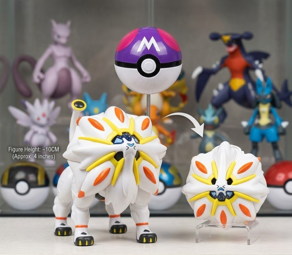 Pokémon Solgaleo Transforming Figure W/ Master Ball 10cm Toy Model Action