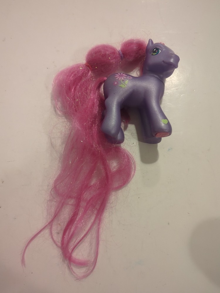 Vintage My Little Pony Petal Blossom Hasbro 2002 G3 Purple With Pink Hair MLP