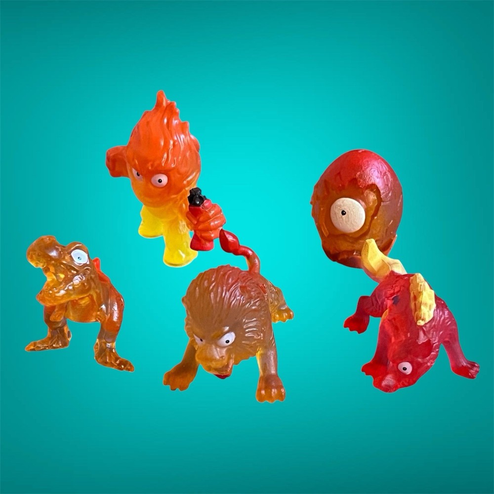 Zuru Smashers Dino Mini Fig Lot of 4 Egg T-Rex Lion Wolf Red Orange Translucent