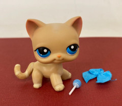 ❤ Littlest Pet Shop ❤ LPS #228 – Authentic Beige Shorthair Cat with Stripe Tail