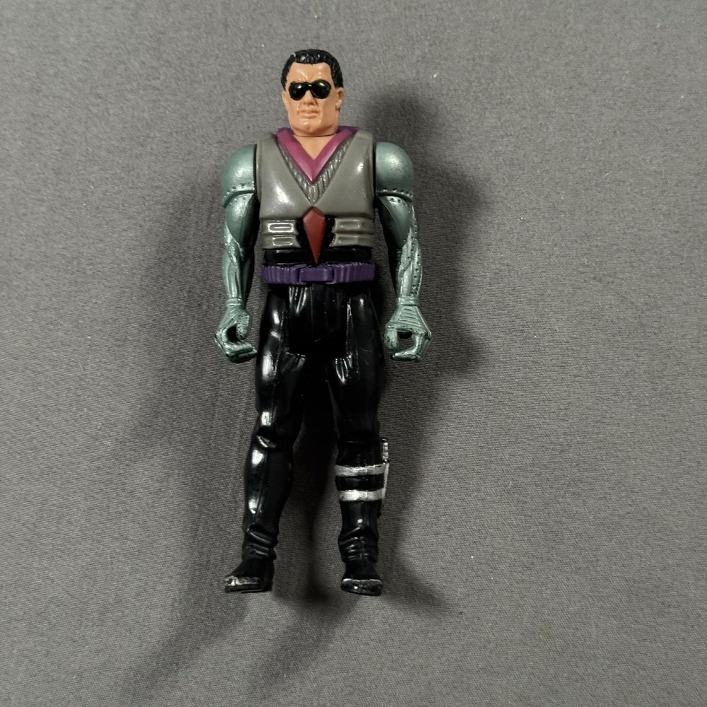 Vintage 1988 Cyber Soldier Action Figure 5in Black Pants Purple Backpack Gray
