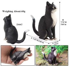 Black Cat Toy Action Figure Small Animal Figurine Doll Gift for Kids