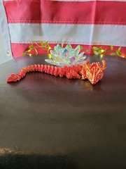 Red Orange 3D Printed Articulated Dragon Fidget Toy Flexible Full Articulated