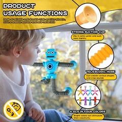 Autism Sensory Toys for Kid Boys Year Old Ages 4 5 6 7 8 9 10(4PCS), Suction Rob