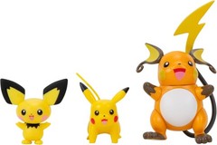 Select Evolution Pokémon 3 Pack: Pichu, Pikachu & Raichu Battle Figures