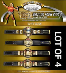 ECW ELITE SCALE Lot Of 4 Hand Made Wrestling Figure Belts 5.5 INCHES LONG v.1