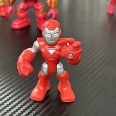 Iron Man Superhero Mini Action Figures Set Lot of 5, Plastic, Red/Gold/Silver