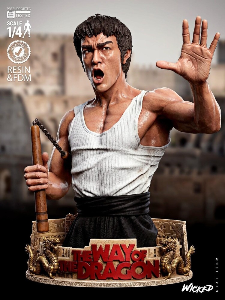 Bruce Lee Bust | 3D Printed Wicked | Unpainted | Fan Made| 1:6 Scale