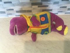 BARNEY IN RAINCOAT 14”PLUSHIE RAINY DAYS