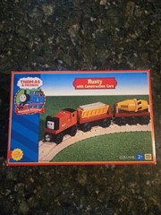 Thomas Friends Wooden Railway Train RUSTY & CONSTRUCTION CARS SET 2001 NEW READ